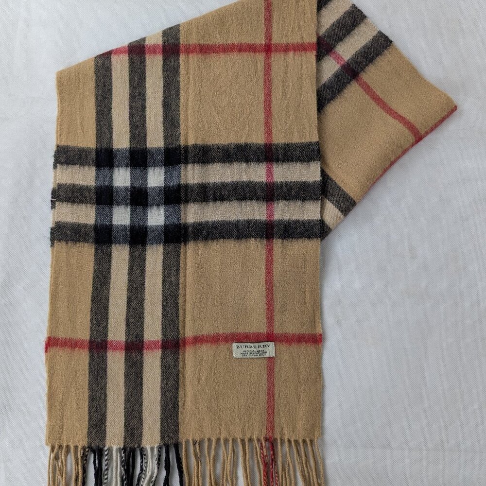 Burberry Classic Nova Check 100% Cashmere Beige Scarf Made In Scotland